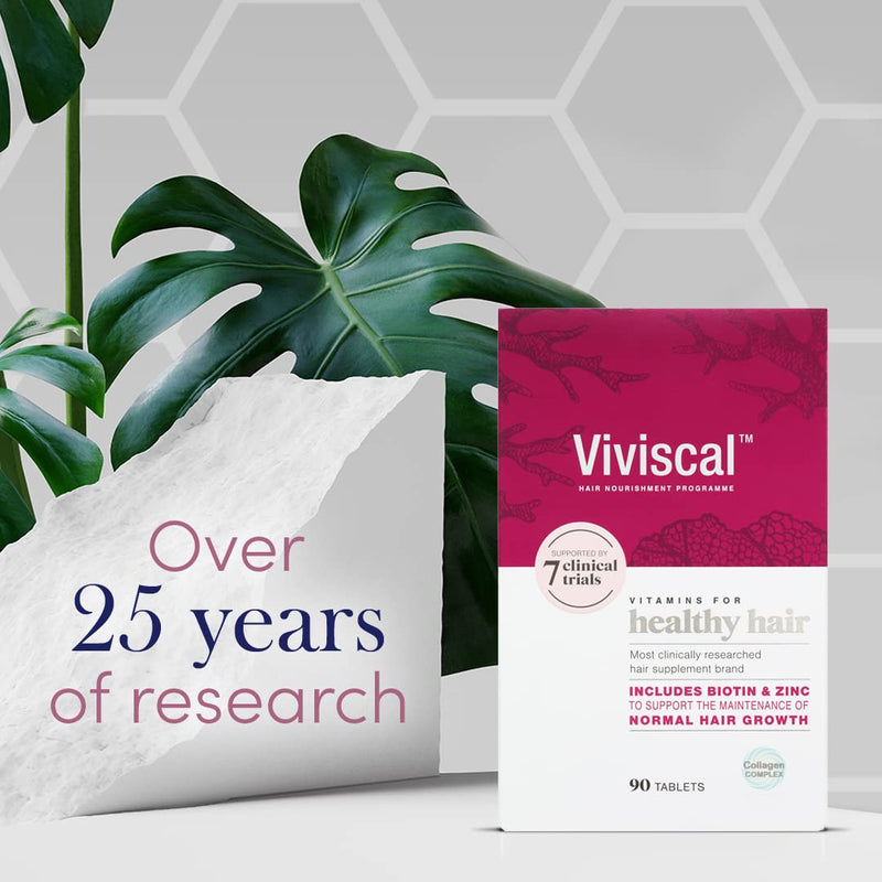 Viviscal Hair Supplement For Women, Biotin & Zinc Tablets, Natural Ingredients with Rich Marine Protein Complex AminoMar C, Contributes to Healthy Hair Growth, Pack of 90, 1.5 Month Supply 90 count (Pack of 1)