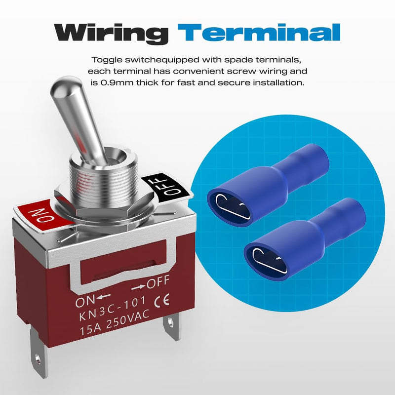 Waterproof Toggle Switch, Malictele SPST 2Pin ON/Off Marine 12V DC 30A/125VAC 20A Heavy Duty Toggle Switch with Waterproof Cap Terminals for Vehicles and Boats-2 Pack Spade ON/OFF-2