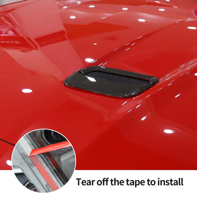 Hoolcar Engine Hood Air Outlet Vent Cover Trim Compatible with 2018-2022 Ford Mustang, Exterior Accessory, Carbon Fiber