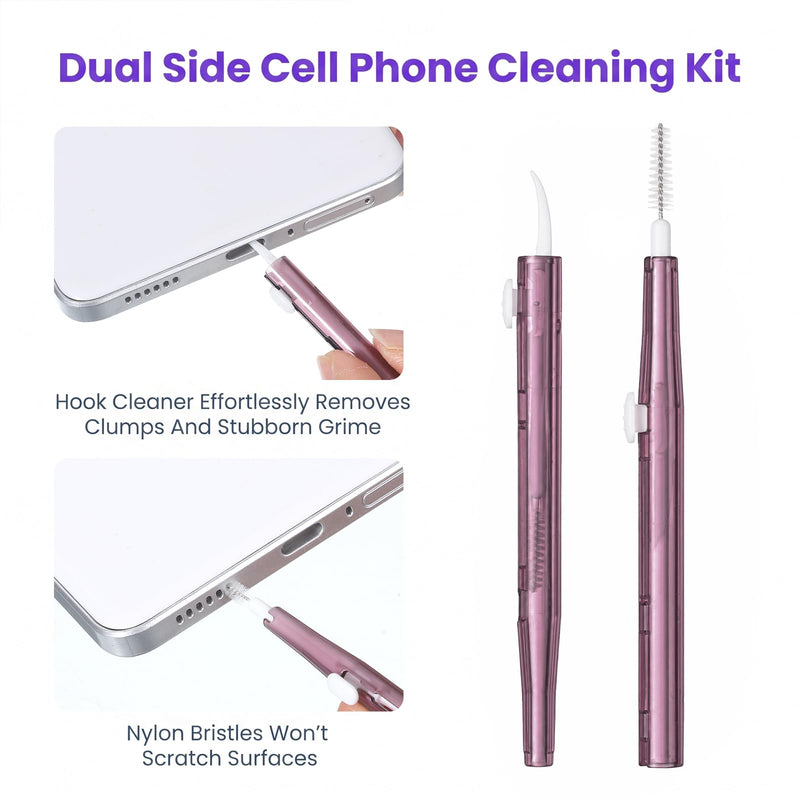 20PCS Phone Charge Port Cleaning Tool Kit, Cell Phone Cleaning Kit | Dual Sided Anti Clogging Nylon Brushes, Charging Port Mini Brushes Cleaner for Phone, Speaker, Receiver, Tablet, Camera