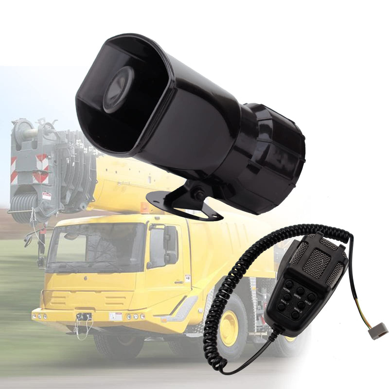 Car Siren 7 Tone PA System Vehicle Siren Horn Megaphone Speaker 12V 100W Emergency Sound Amplifier with Microphone Fire Ambulance Hooter Traffic Sound Black