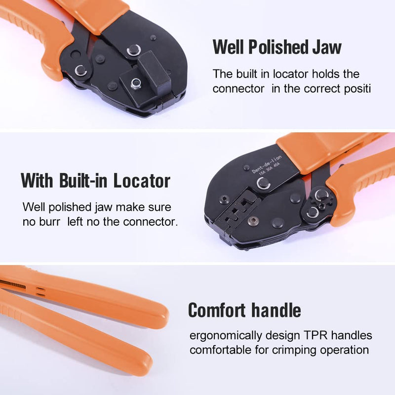 51 PCS Ratchet Powerpole Crimping Manual Tool Kit for 15A 30A 45A Connectors, 10 Pair 45A Connectors Assortment Quick Connect Battery and Caps, Ratchet Powerpole Crimping Tool for AWG22-10