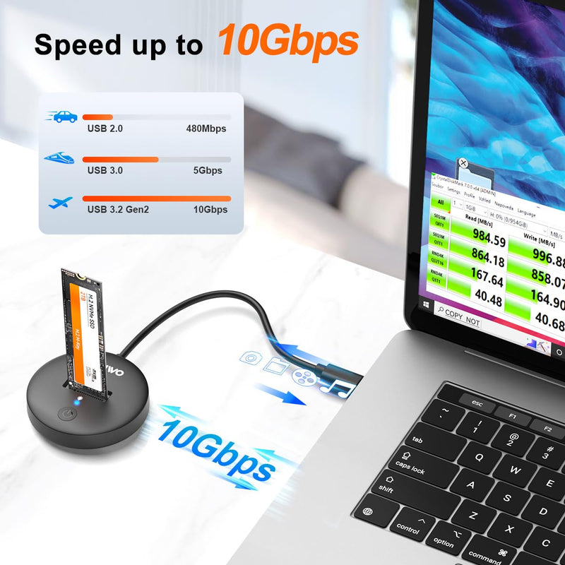 MAIWO M.2 NVMe SSD Docking Station, PCIe SSD Dock to USB C Adapter, USB3.2 GEN2x1 10Gbps Speed with UASP Trim, 4TB Capacity, Tool Free, Plug and Play USB-C Port NVMe Dock