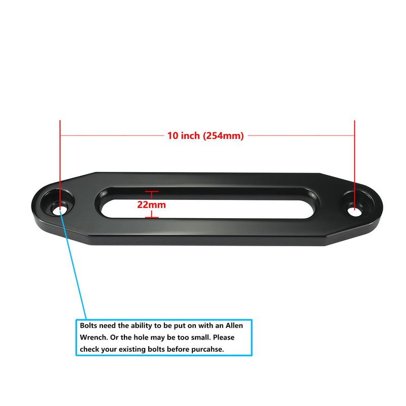 Ucreative Aluminum Hawse Fairlead for 8000-13000 LBs Winch 10" (254mm) Mount Glossy (Black) Blck 10 Inch (254 mm) Bolt Centers