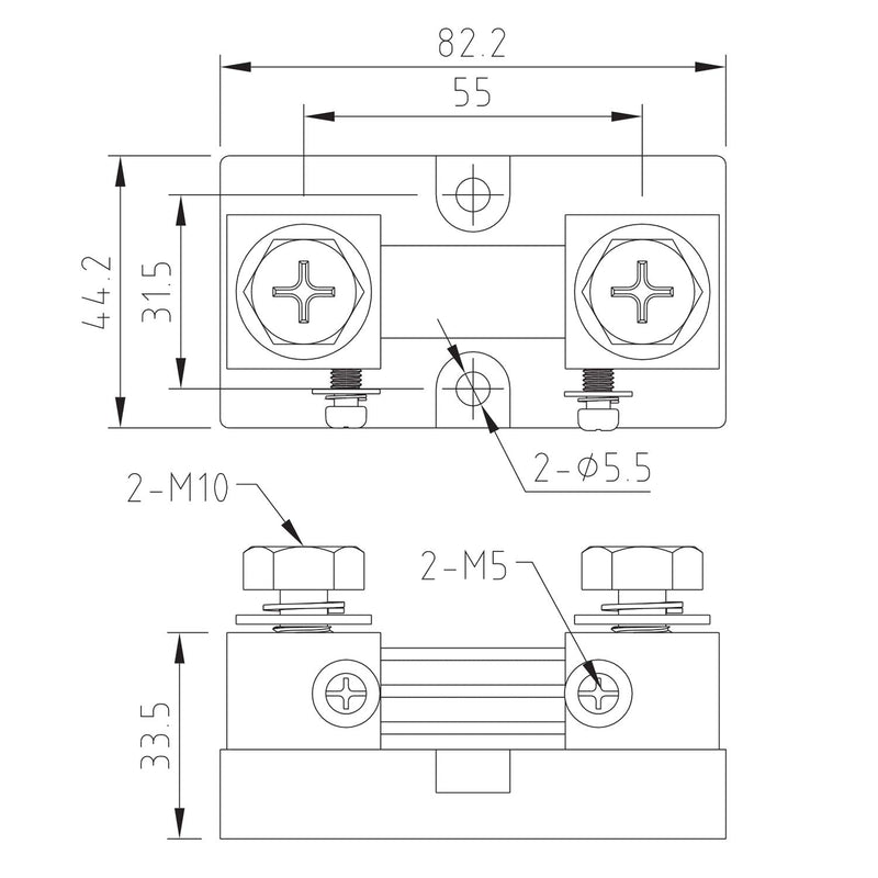 CG 500A 75mV Electrical Ammeter DC Current Shunt Resistor Kit,Metal Ampere Current Shunt,Copper DC Shunt Resistance Resistor Kit