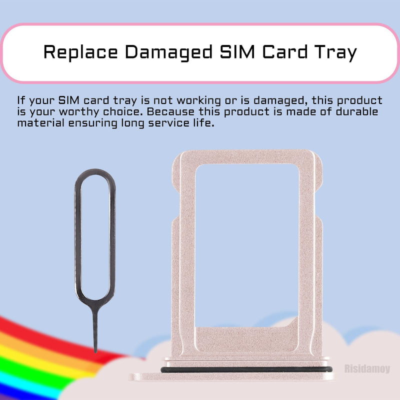 for iPhone 13 Pink SIM Card Tray Holder Replacement Single SIM Version for iPhone13 Card Slot with Waterproof Rubber Ring Repair Fix Kit Card Removal Tool for A2631 A2633 A2634 A2635 A2482