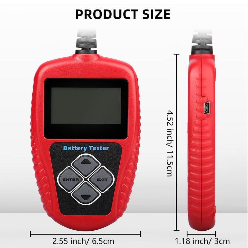 ANCEL BA101 Car Battery Tester, 12V Digital Automotive Alternator Meter Diagnostic Tool,100-2000 CCA Load Capacity, Charging & Cranking Analyzer for Truck, Boat, RV, Marine Vehicle, and More