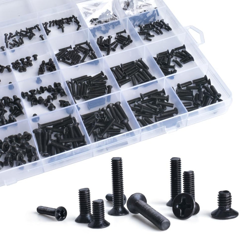 520 Pcs 26 Sizes Laptop Notebook Computer Replacement Screws Kit M1.4 M1.7 M2 M2.5 M3 M3.5, Small Tiny Screws Electronic Repair Accessory for IBM HP Dell Gateway Sony Samsung Hard Disk SSD SATA Flat Head/520pcs