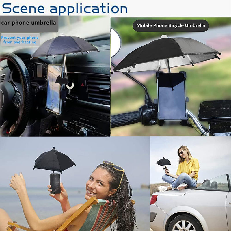 Phone Umbrella Suction Cup Stand,Phone for Sun Shad,Outdoor Anti-Glare Cell Cute Sunshade Holder，Car Navigation Shade Visor,Sun Hood Shield Block Glare (Black) black