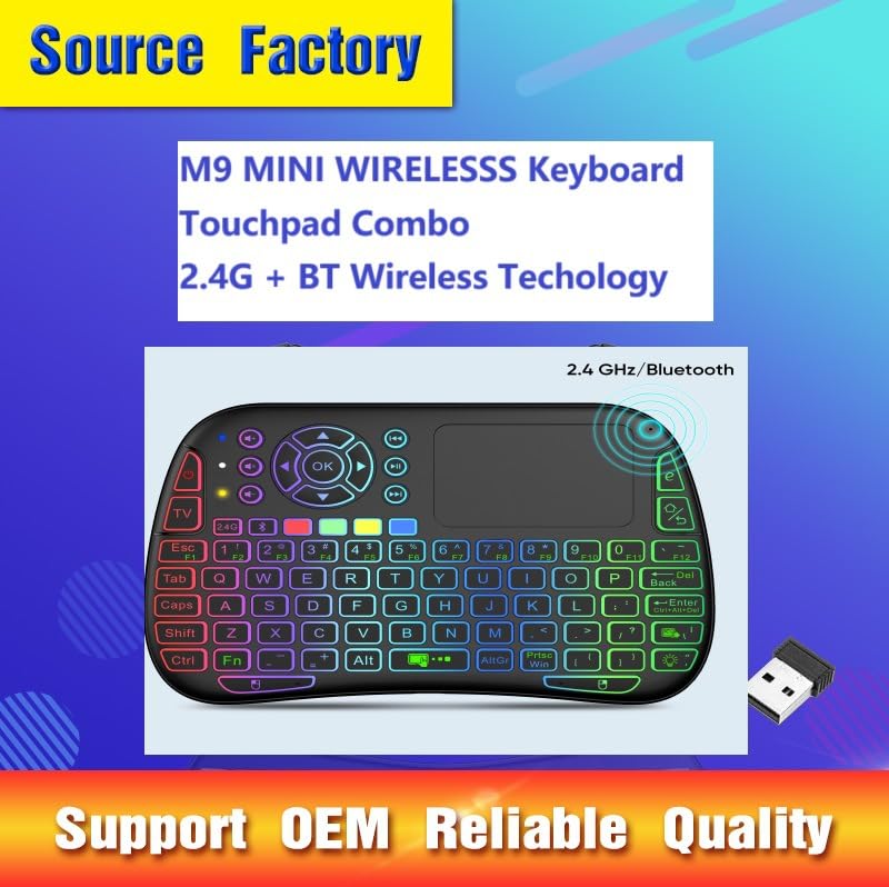 2.4G USB Dongle Mini Keyboard Mouse Combo RGB Backlit Touch Scroll Remote for Samsung LG Sony TCL Smart TV Fire Stick Roku Apple TV Windows Laptop iPad Android Box HTPC Bluetooth Supported