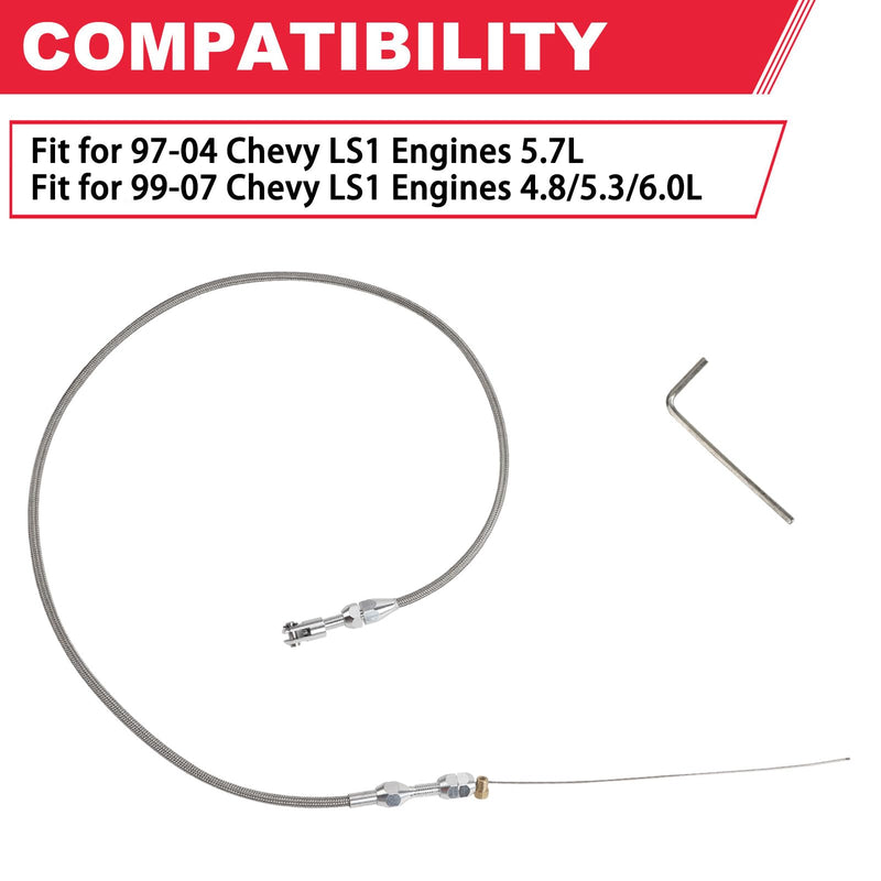 LS1 Throttle Cable Kit 36" Long Fits for 97-07 Chevy LS1 Engine 4.8L 5.3L 5.7L 6.0L,LS Swap Throttle Cable Repair Kit Accelerator Cable Stainless Steel Braided