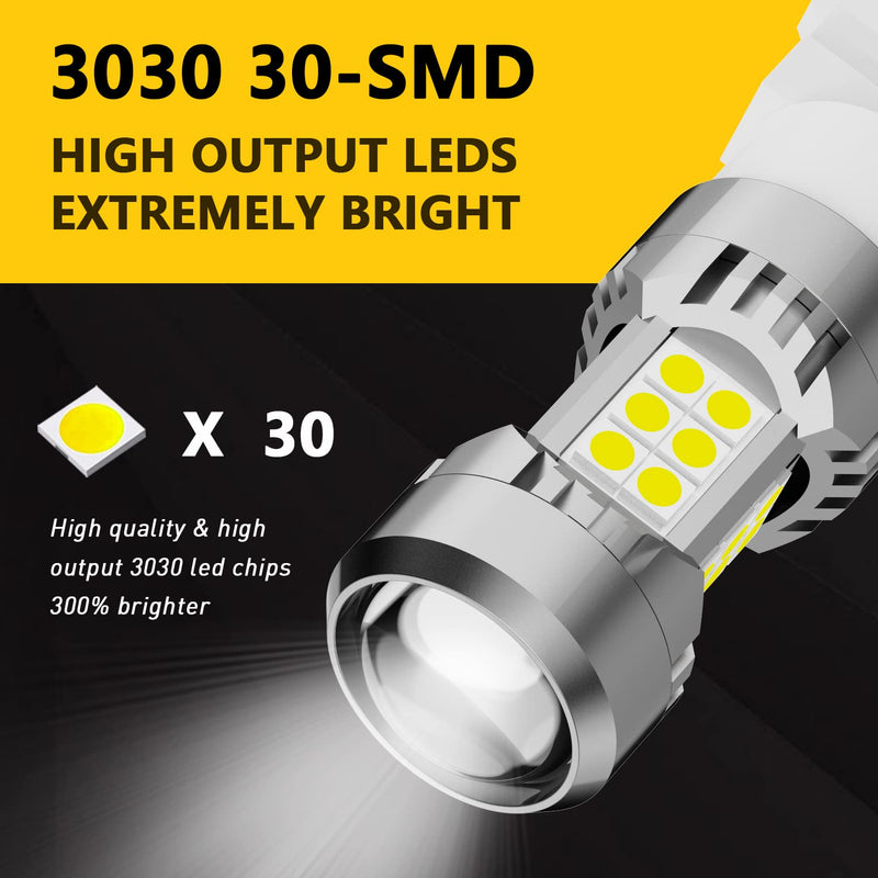 PHINLION 3200 Lumens 3157 LED White Bulb, 6000K Super Bright 3056 3156 3057 4114 4157 LED Bulbs for Backup Reverse Lights and DRL Daytime Running Lights, Pack of 2