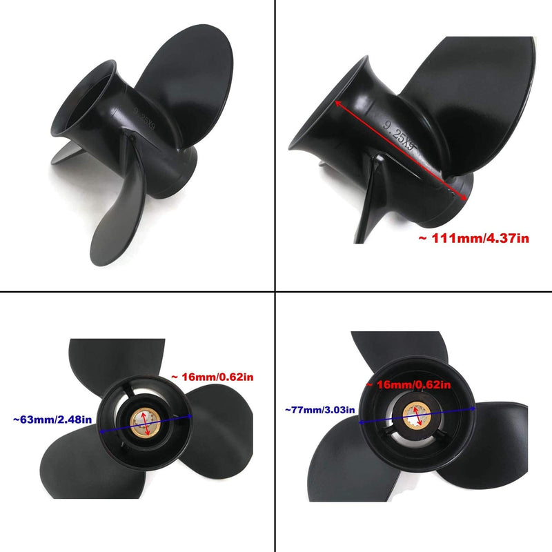 Boat Propeller 9 1/4x9 for Mercury Outboard 9.9-20HP 14 Tooth/Outboard Propeller for Tohatsu Engine 9.9HP 15HP 18HP 9.25x9