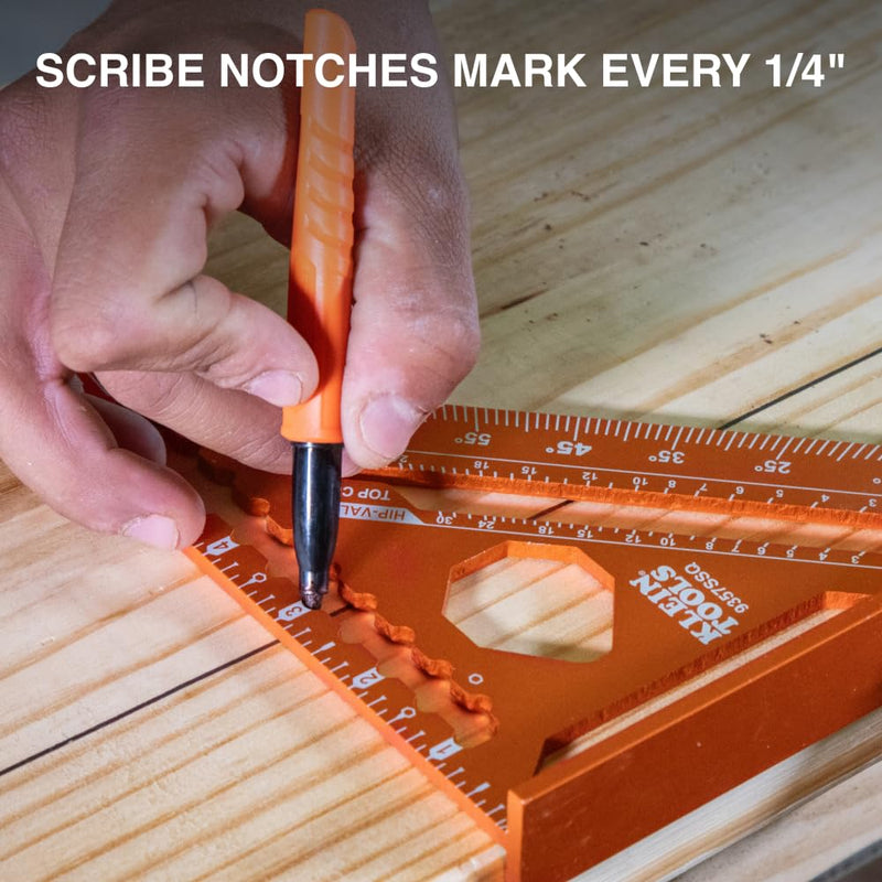 Klein Tools 935SQVP 7-Inch Rafter and 16 x 24-Inch L-Shaped Framing Square Set, Double Laser Etched Aluminum, Multi-Functional Carpenter Layout Tool for Woodworking Rafter and Framing Square Set