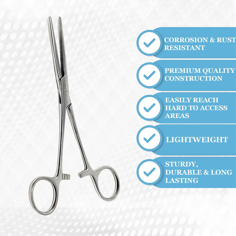 Premium Autoclave-able Heavy Duty Hemostat Forceps Clamps 6.25" Straight, Stainless Steel