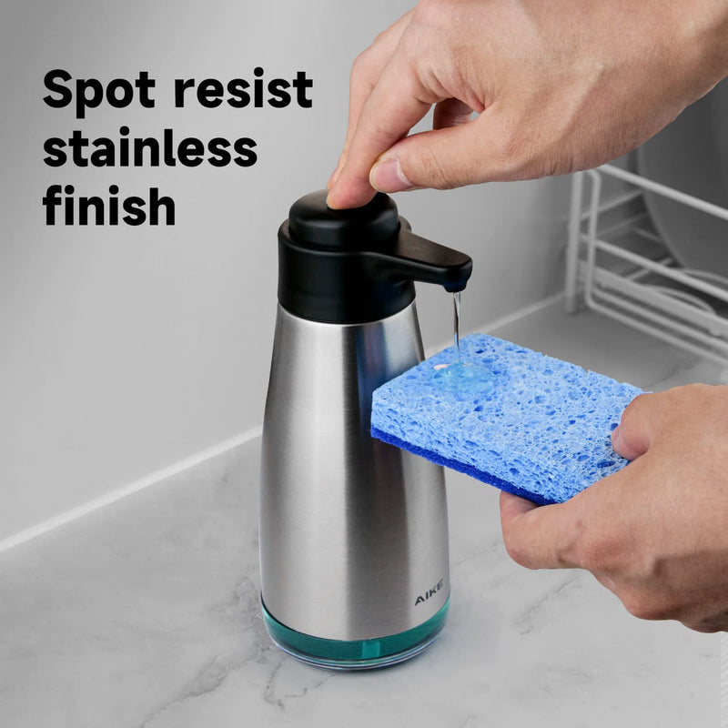 AIKE 15fl.oz Stainless Steel Liquid Soap Dispenser for Dish and Hand Soap 15 oz Brushed Stainless Steel Finish