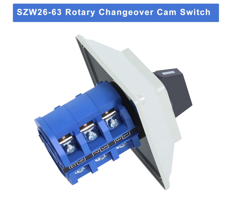 63A Rotary Changeover Cam Switch With Master Exterior Box, SZW26-63 3 Position 3 Phase 660V Universal Selector for Electrical Wiring
