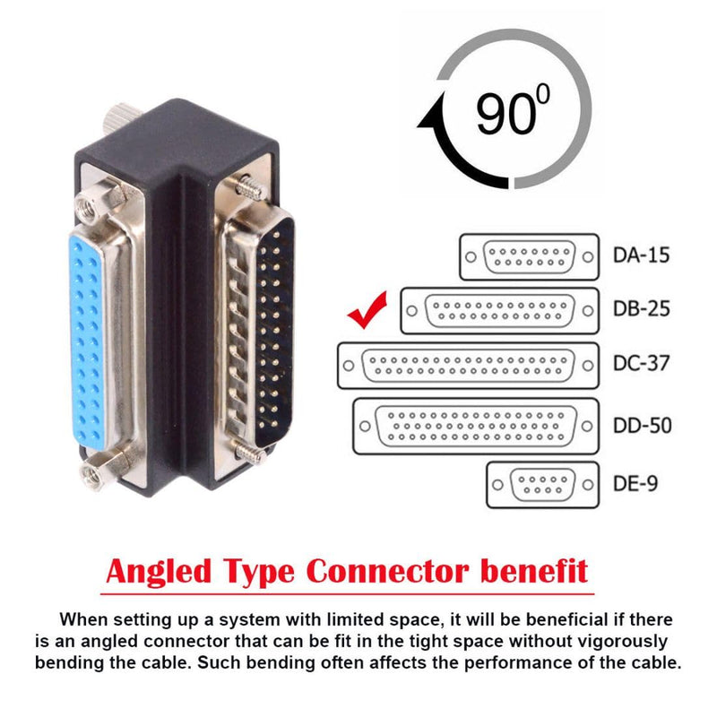 chenyang RS232 DB25Pin Serial Port 90 Degree Down Angled Connector Parallel LPT AES/EBU Adapter