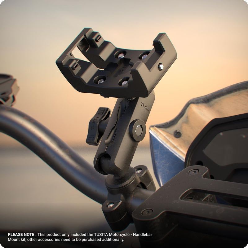 TUSITA Motorcycle GPS Mount Compatible with Garmin Montana, Zumo XT GPS - Handlebar Base with Medium Double Socket arm Medium Arm