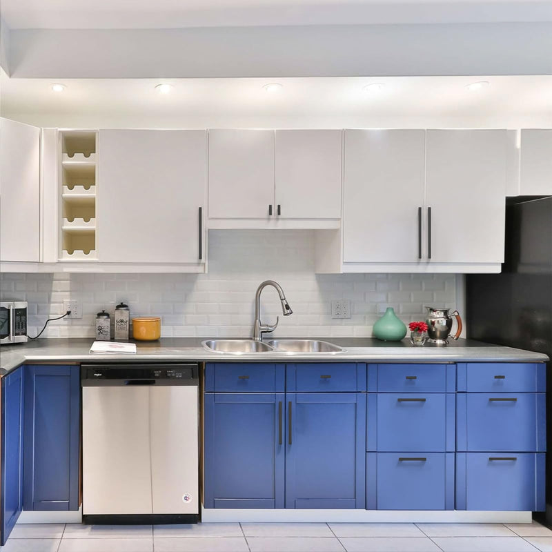 9BUILD 10 Pack Matte Black Cabinet Pulls 6.25 Inch Handles for Kitchen Cabinets - Stainless Steel Drawer Hardware 6.25"/160MM Hole Center
