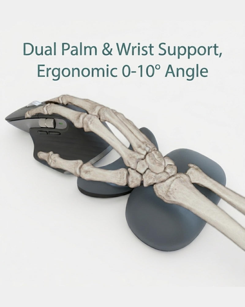 Height-Adjustable Mouse Palm & Wrist Rest, Magnetic Gliding Dual Support | Ergonomic Carpal Tunnel Support, Pain Relief, Anti-Fatigue, Easy Glide, Office, Computer, Laptop, Gaming, Right-Handed, Black
