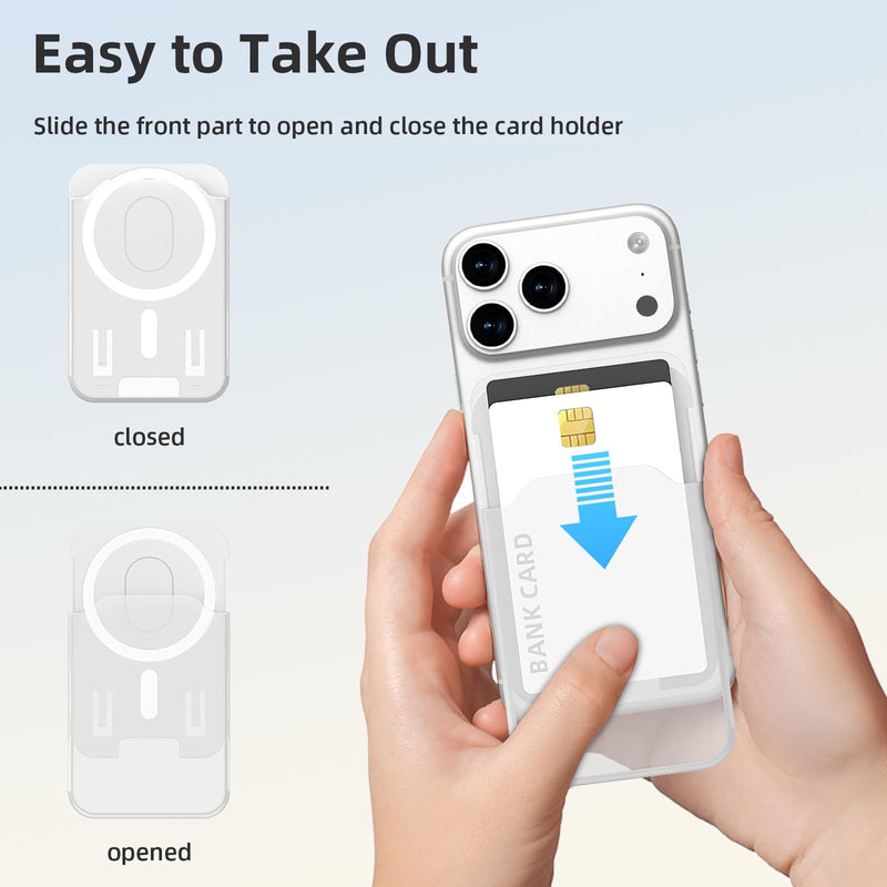 for MagSafe Wallet Magnetic Card Holder 2-Cards - Translucent | Magnetic Wallet for iPhone 17/16/15/14/13/12 Series, Hardshell Plastic, Compatible with MagSafe Phone Cases, Easy to take