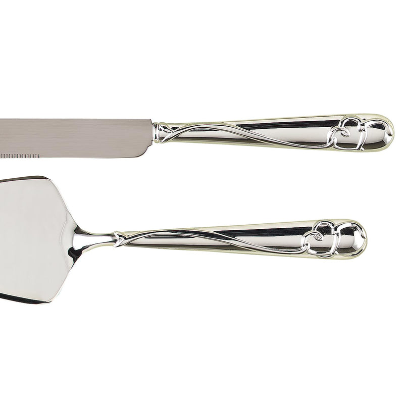 Hortense B. Hewitt Wedding Silverplated Cake and Knife Serving Set, Graceful Heart