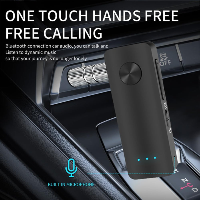 Bluetooth 5.3 AUX 2 in 1 Adapter for Car, 3.5mm Wireless Transmitter and Receiver, Hands-Free Call for Cars, Speakers, Stereo Systems and Headphones Blue