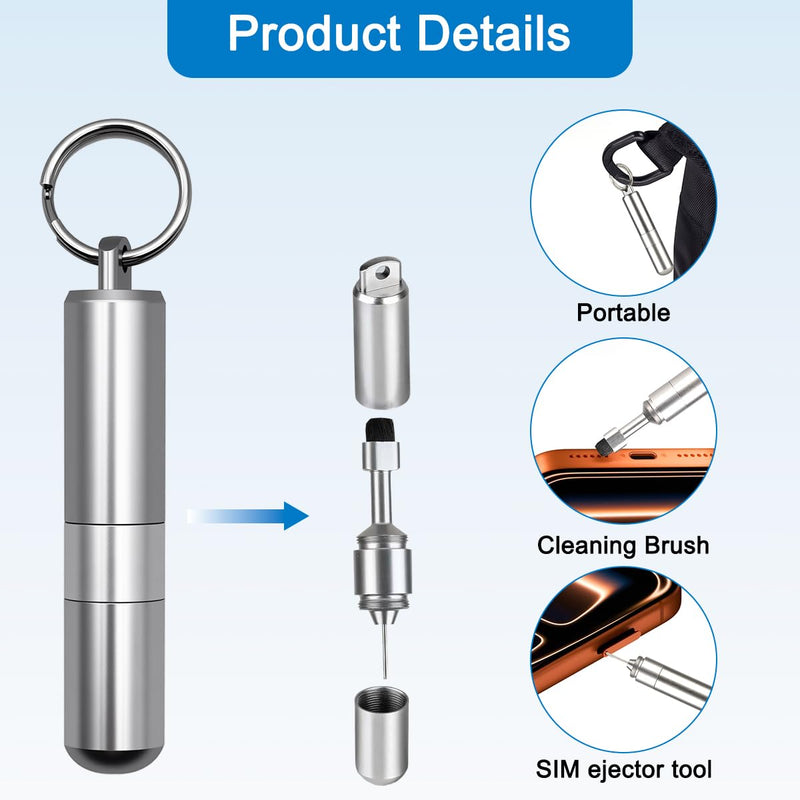 SIM Card Ejector Tray Removal Tool with Cleaning Brush, 2 in 1 EDC Portable Keychain Eject Pins Reset Needle Opener Cleaning Pen for All iPhone Airpods iPad Samsung Galaxy Cell Phone Smartphone