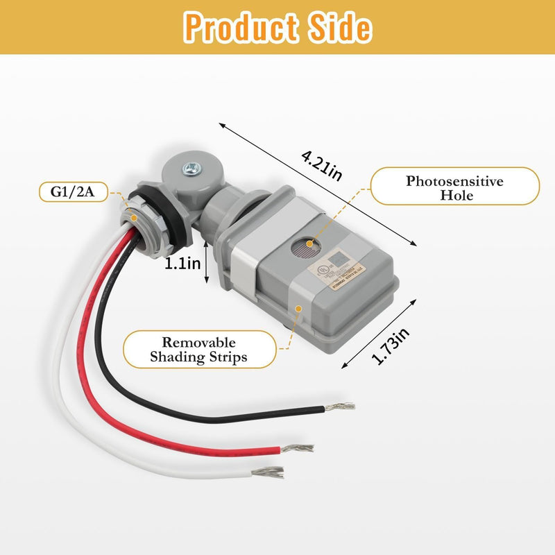 4 Pcs Photocell Sensor for Outdoor Lights, 120VAC Dusk to Dawn Photocell Switch, IP54 Waterproof for Yard, Parking Lot, Street 4
