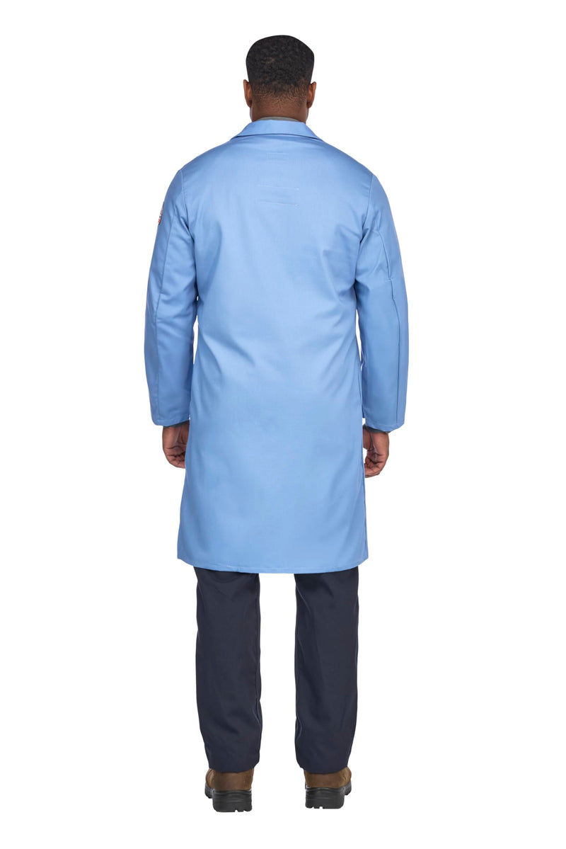 Bulwark Flame Resistant 7oz Cotton Lapel Collar Lab Coat Light Blue Small