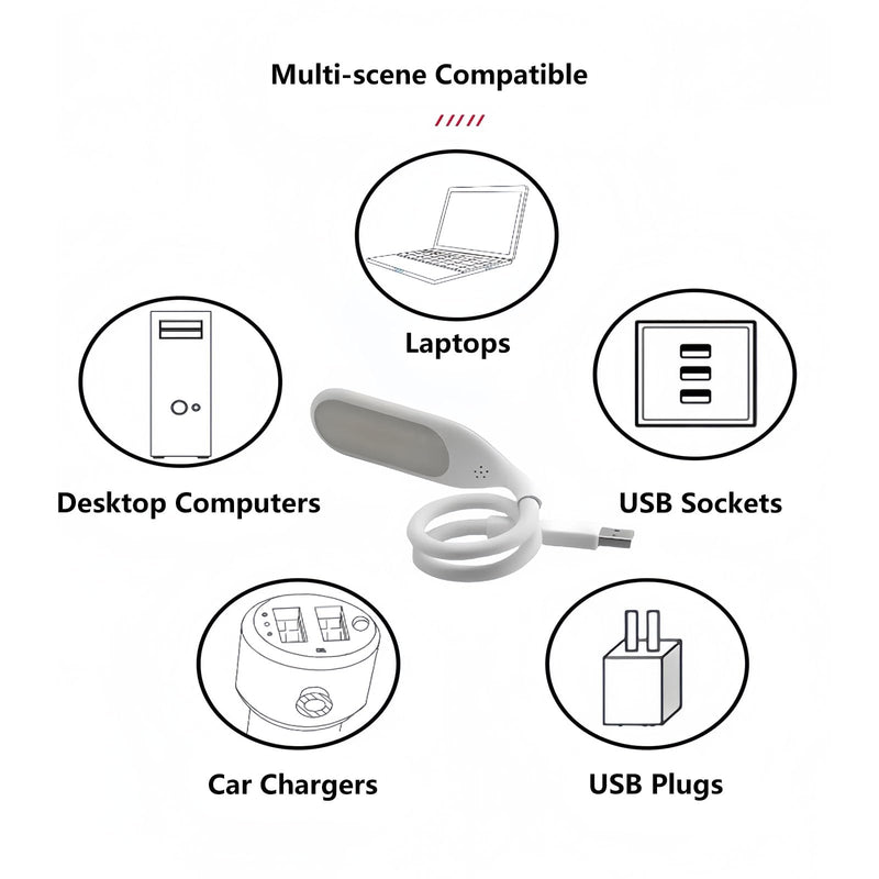 Flexible Foldable LED Reading Desk Lamp, USB Touch Portable Night Light Suitable for Bedroom Living Room Laptop Use