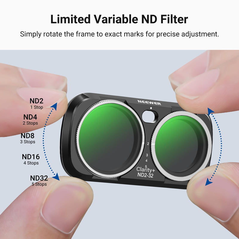 NEEWER Clarity+ ND CPL Effect Filter Compatible with Insta360 Luna Ultra | HD Optical, Variable ND Neutral Density ND2-32, Circular Polarizer Black Diffusion 1/4 Filter for Mist Cinematic Effect Metal ND2-32+CPL+1/4 Black Diffusion