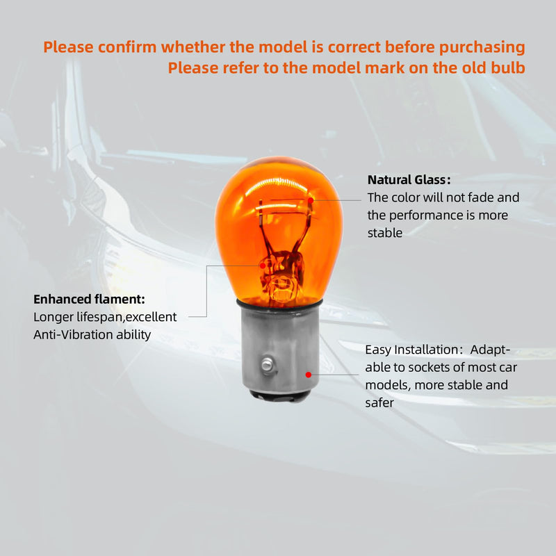 ALKOREY-1157 Py21/5w Amber Light,Miniature Bulb Mini Bulb,2100K Taillight Turn Signal Light,12V 21/5W Bay15d,2 Pack