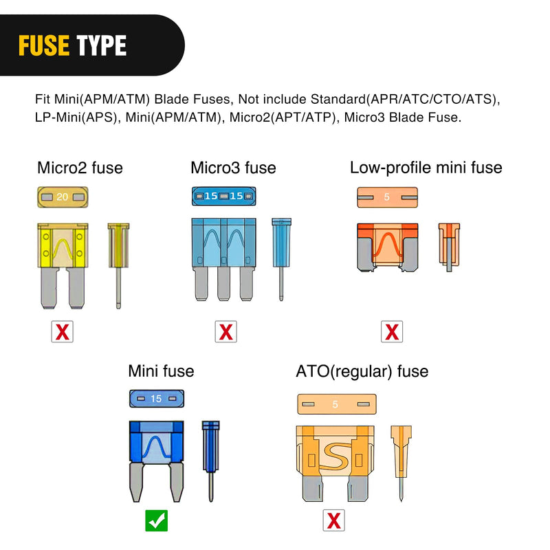 Nilight Fuse Holder Add-a-circuit Fuse TAP Adapter Mini ATM APM Blade Fuse Holder-10 Pack , 2 years Warranty 10Pcs Mini
