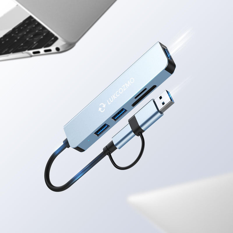 USB Hub 5 Ports, Multiple USB Hub 3.0 & TF/SD Card Reader, USB Splitter 5 in 1 USB Extender Compatible with MacBook/Pad Pro/Dell/HP Laptop/Phones…