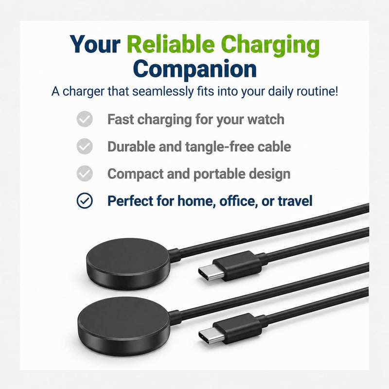 2 Pack Compatible with Samsung Watch Charger,3.3FT USB-C Magnetic Charging Cable for Galaxy Watch 8/8 Classic/Ultra/7/6/6 Classic/5/5 Pro/4/4 Classic/3/Active 2/Active/FE Replacement Charging Dock USB C