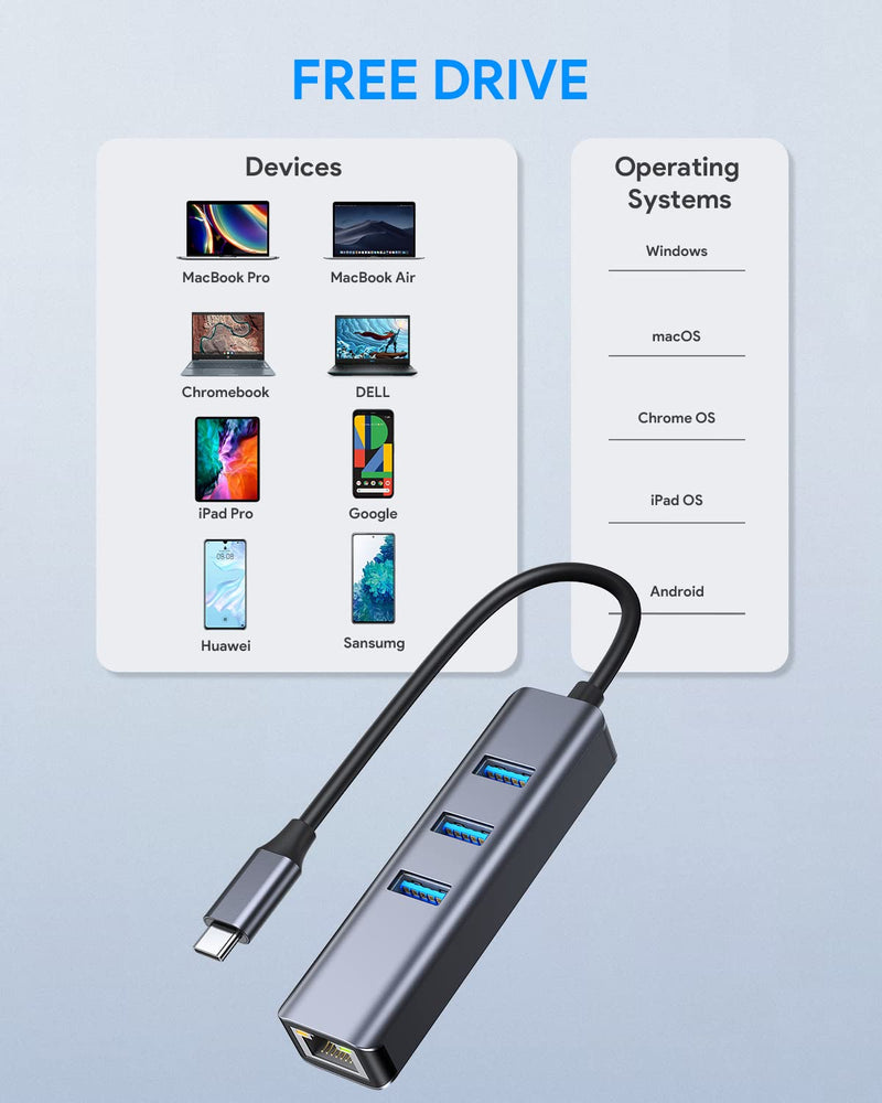 USB C to Ethernet Adapter,Vilcome RJ45 to USB C Thunderbolt 3/Type-C Gigabit Ethernet LAN Network Adapter
