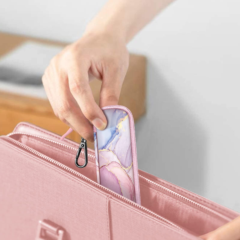 Fintie Pencil Holder Case for Apple Pencil Pro, Apple Pencil (USB-C) & Apple Pencil (1st / 2nd Gen), Soft Neoprene Zipper Carrying Bag Sleeve Pouch for Samsung Stylus, Surface Pen, dreamy marble