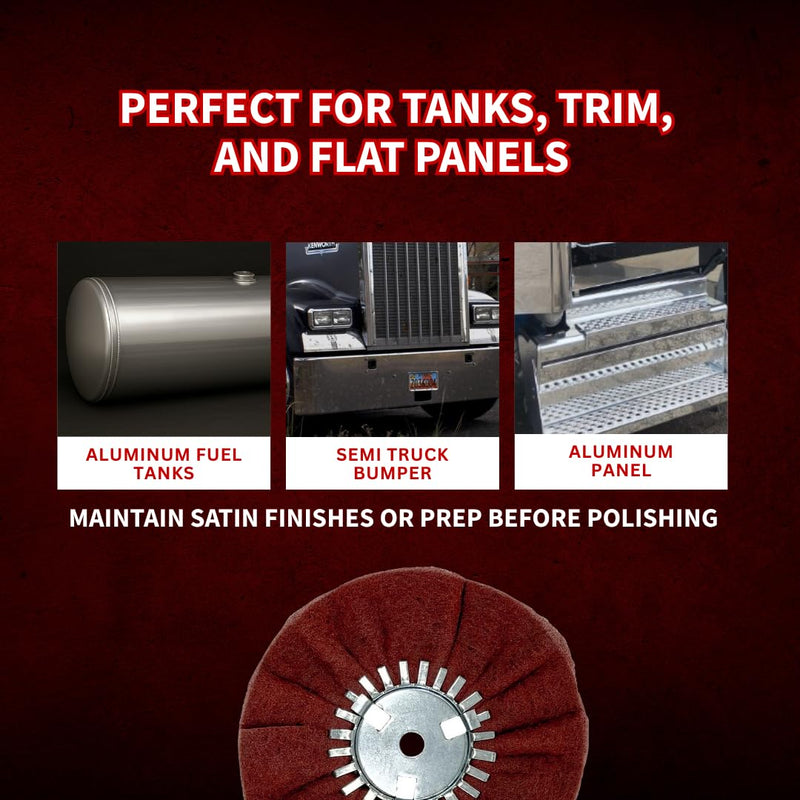 Satin Airway for Metal Finishing On High Speed Right Angle Grinder up to 3000 RPM Very Fine Maroon Finishes Like 320-400 Grit by (9" X 3" X 5/8")