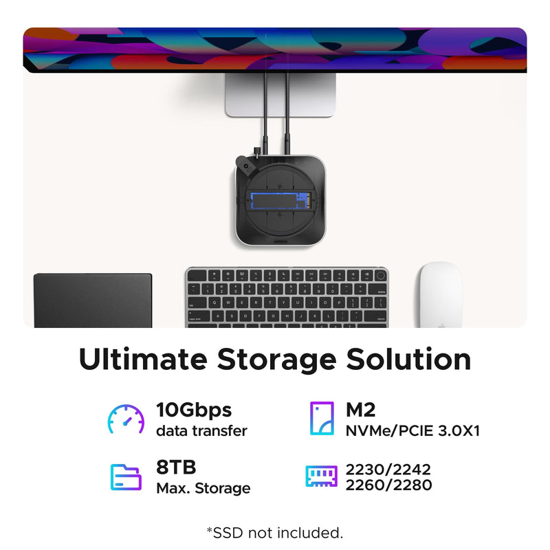 UGREEN Mac mini M4 Dock & Stand with NVMe SSD Enclosure | 3 USB A 10Gbps, USB C Data Port, SD Card Reader for Mac mini M4/ M4 Pro
