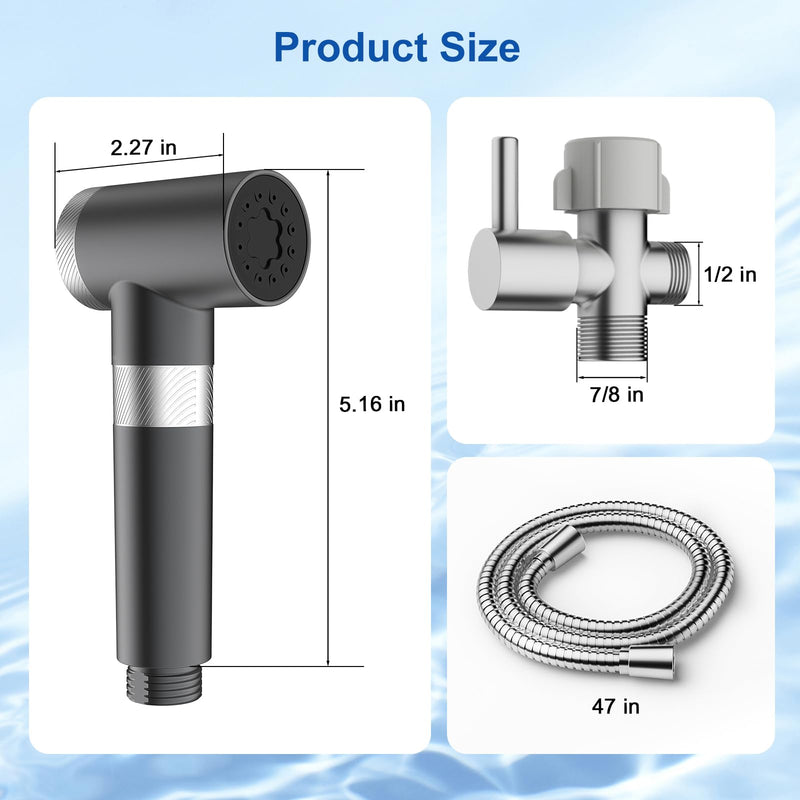 FEELSO Handheld Bidet Sprayer for Toilet with Filtered, Adjustable Water Pressure Jet Spray with Leak-Proof Toilet Hose-Feminine Wash Baby Cloth Diaper Washer, Pet Shower & Muslim Shower