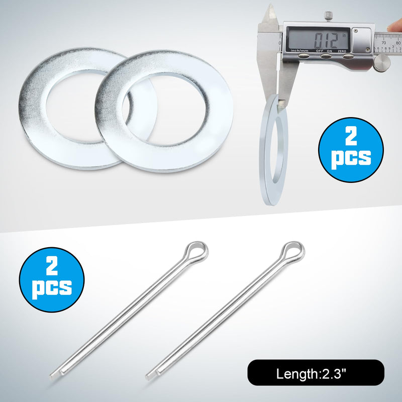 2 Sets of Thread Spindle Galvanized Nut Kits for 1" Spindle Trailer Axle,1inch Trailer Spindle Castle Nuts Kit with 1" Washers and 2.3" Long Cotter Pins. 2 Sets 1'' Trailer Axle Nut Kit
