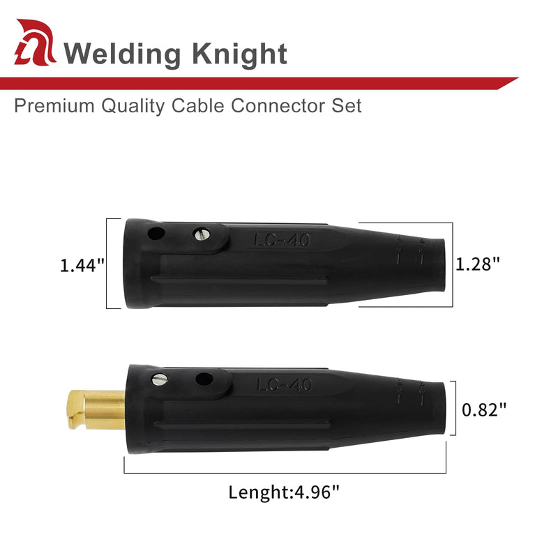 LC40 Welding Cable Connector Set Male and Female for 1/0 Thru 2/0 Cable Capacity 350 Amp 50-70 SQ-MM Black & Red 2-Set