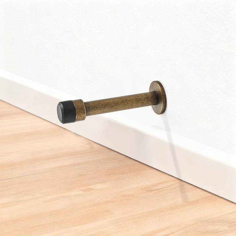 Khtumeware 3" Antique Brass Premium Door Stoppers,Metal Solid Rigid Door Stop 10 Pack, Sound Dampening Door Stop Bumper Wall Protetor