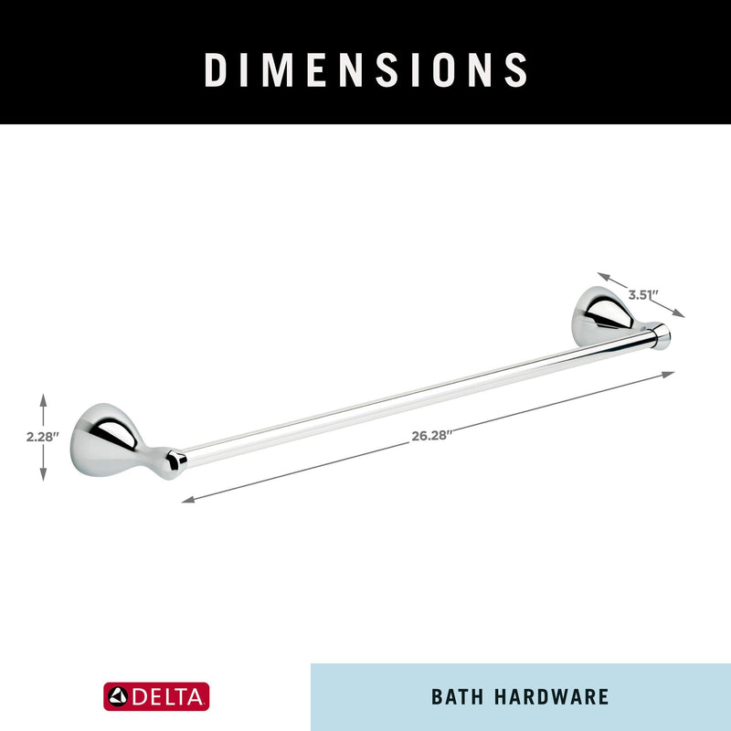 Delta Foundations (1-Pack) 24'' Towel Rack for Bathroom Polished Chrome Bar Holder Wall Mounted Rod, Hardware | Accessories FNDS24-PC