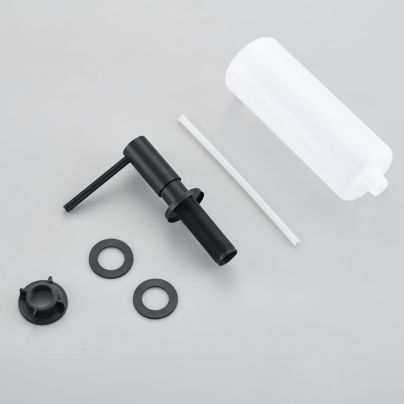 Soap Dispenser for Kitchen Sink Matte Black, Counterop Sink Soap Dispenser Stainless Steel 17 OZ Bottle Built in Design Refill from The Top, Black