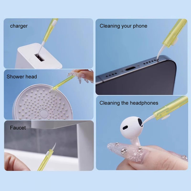 Phone Port Cleaning Tool Retractable Electronic Brush Laptop Jack Dust Kit (Yellow) Yellow