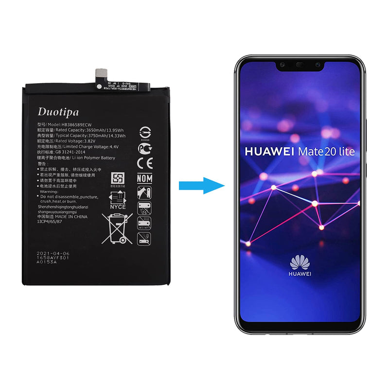 Duotipa HB386589ECW Battery Compatible with Huawei Mate 20 Lite SNE-LX3 SNE-LX1 P10 Plus with Repair Tool Kit