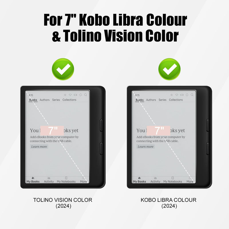 E NET-CASE Detachable Magnetic Case for 7" Kobo Libra Colour & Tolino Vision Color (2024) eReader, Ultra Clear Back Scratch-Proof Light丨Easy to Detach & Attach丨Auto Sleep/Wake Rose Gold